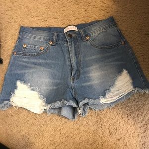 High waisted jean shorts